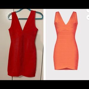 Red Herve Ledger V-Neck Mini Dress